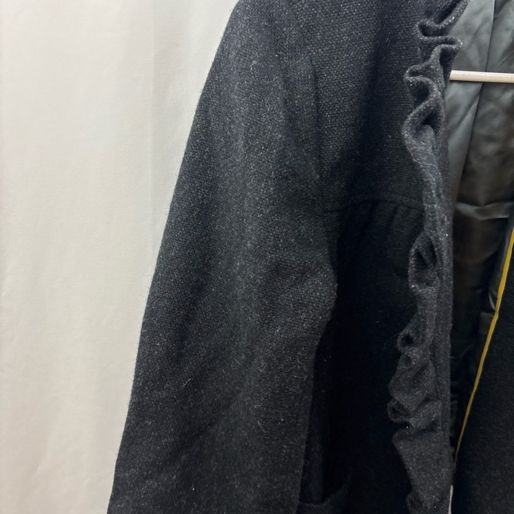 J Crew Fiona Ruffle Black Wool Tweed Jacket Blazer Size 10 Buttons - Picture 9 of 13